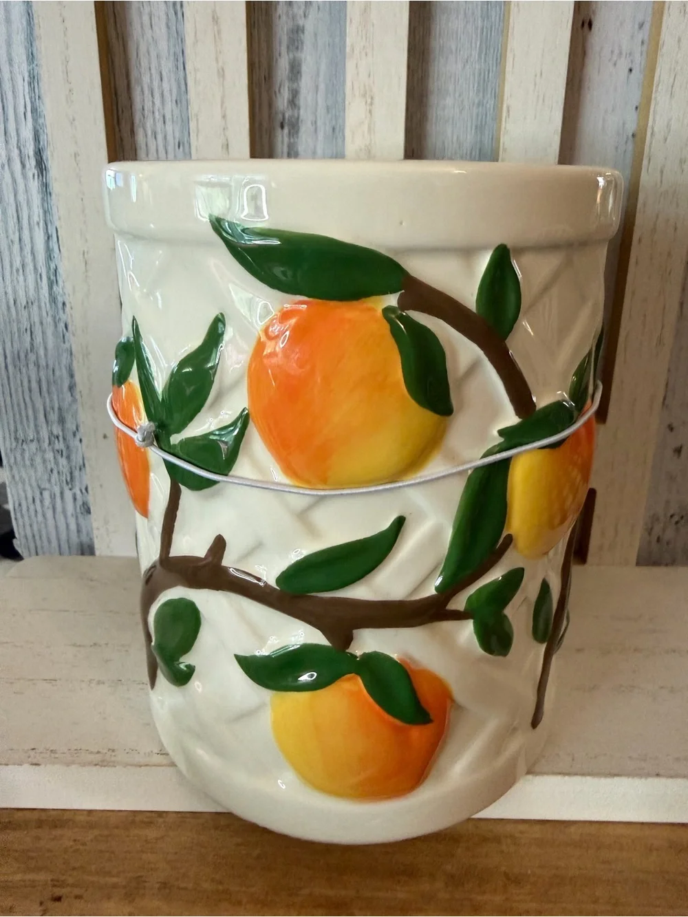 Bath & Body Works X Vera Bradley PEACH Tree Pedestal 3-Wick Candle Holder NWT